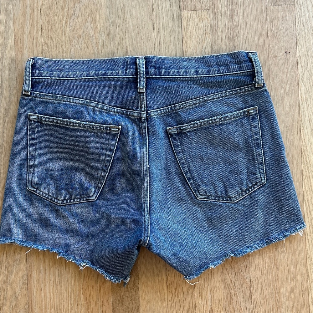 Agolde Blue High-Waist Denim Cutoff Shorts - Picture 3 of 5